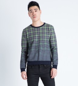 Band of Outsiders Multicolor Melting Plaid Crewneck Sweater