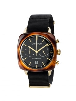 BRISTON Briston Clubmaster Vintage Acetate Chronograph Gold Black Dial And Yellow Gold NATO 40mm